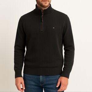 Tommy Hilfiger Men's‎ Black 1/4 Zip Classic Preppy Sweater XLT